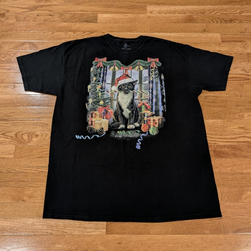 The Mountain Black Holiday Cat T-Shirt